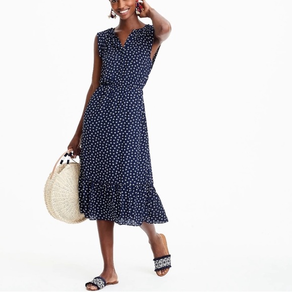 J. Crew Dresses J Crew Mercantile Navy Dragonfly Print Midi Dress